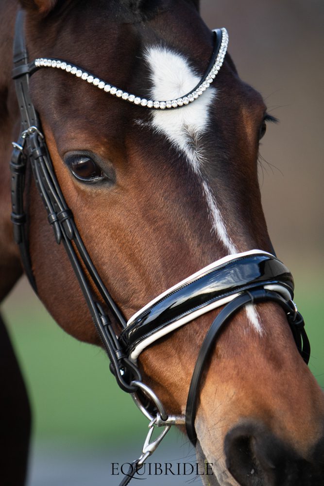 Equibridle anatomisch hoofdstel Merlot - wit lak - Afbeelding 2