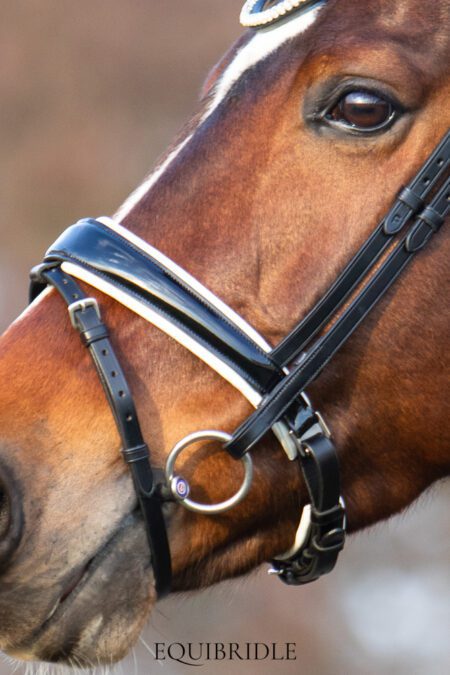Equibridle gecombineerde neusriem Merlot - wit lak