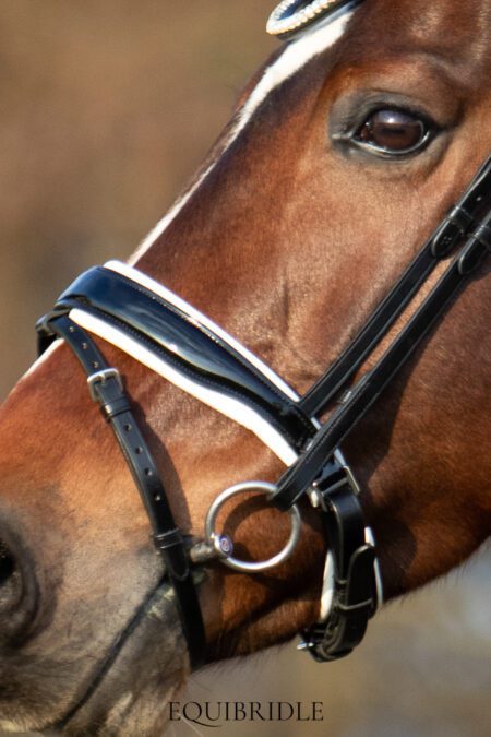 Equibridle gecombineerde neusriem Zonik - wit lak