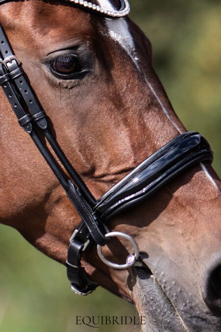 Equibridle hoge neusriem Zippo - zwart lak