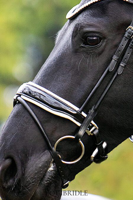 Equibridle gecombineerde neusriem Nadine - wit lak