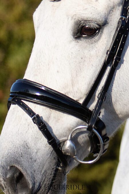 Equibridle gecombineerde neusriem Merlot - zwart lak