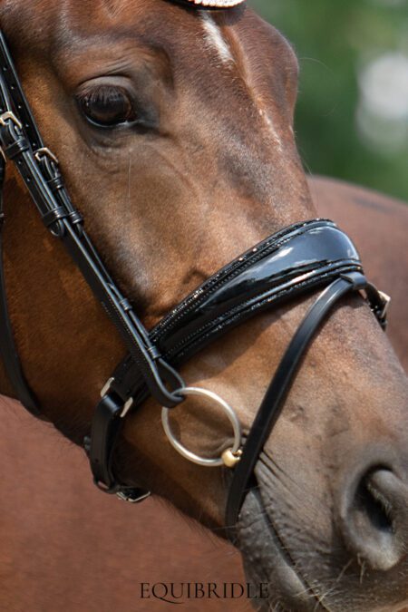 Equibridle gecombineerde neusriem Diamond - zwart lak glitter