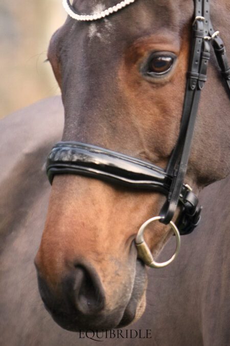 Equibridle hoge neusriem Ferro - zwart lak