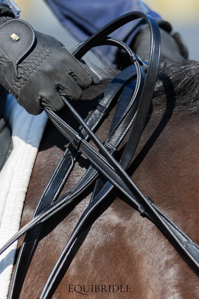 Luxe set platte Italiaans lederen stang en trens teugels grip - Afbeelding 2