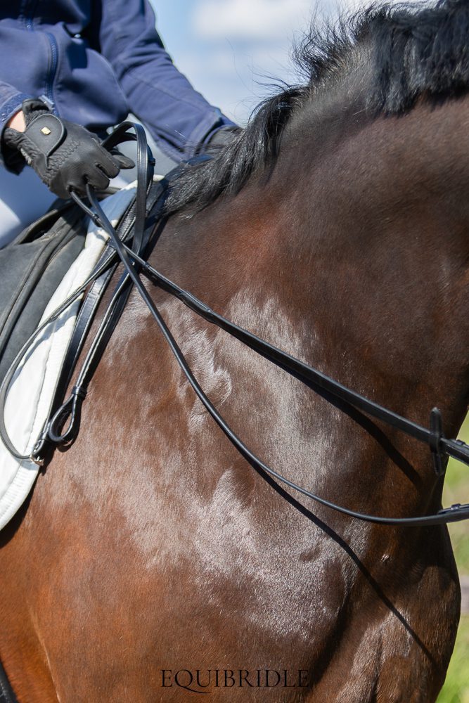 Luxe set platte Italiaans lederen stang en trens teugels grip