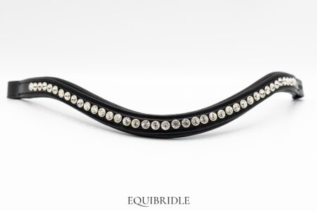 Frontriem 7mm Deluxe Wave High End Crystals - Zwart