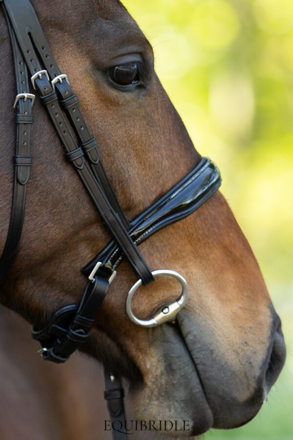 Equibridle hoge neusriem Ferro Smal - zwart lak