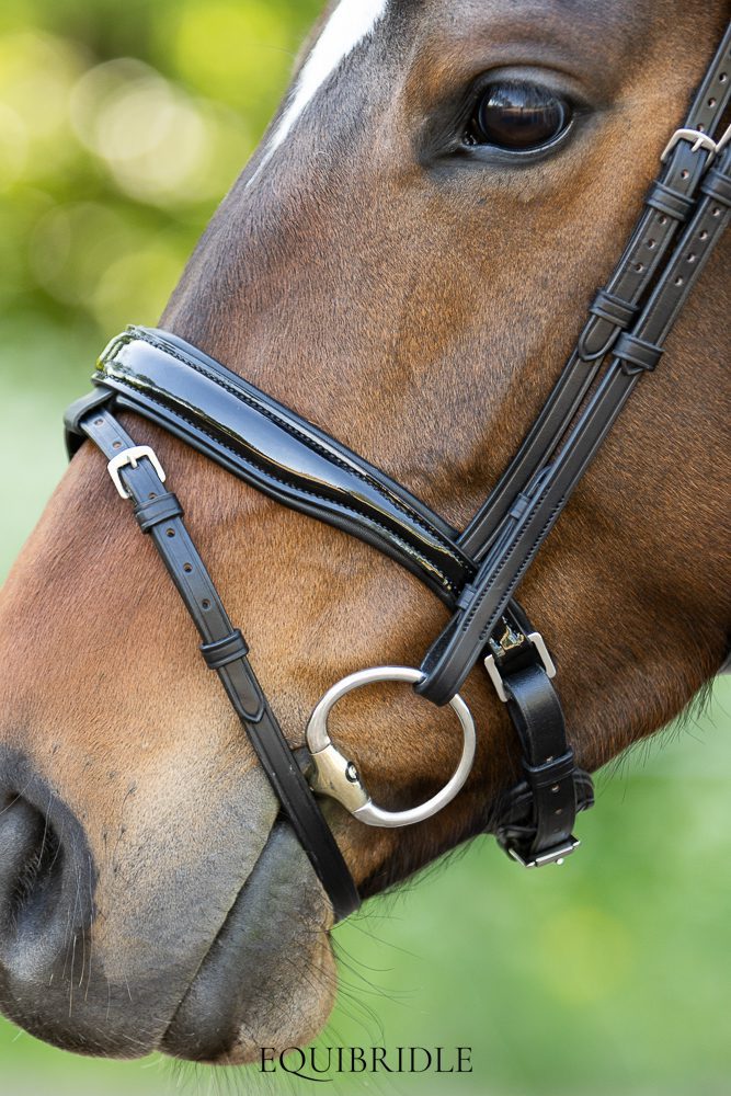 Equibridle anatomisch hoofdstel Zonik Smal- zwart lak - Afbeelding 2