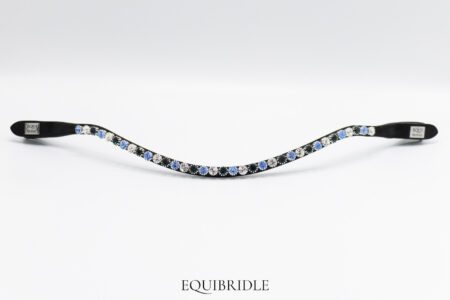 Frontriem 8mm Wave Preciosa Drukknoop - Navy, Lichtblauw, Crystal