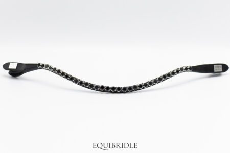 Frontriem 8mm Wave Preciosa Drukknoop - Zwart